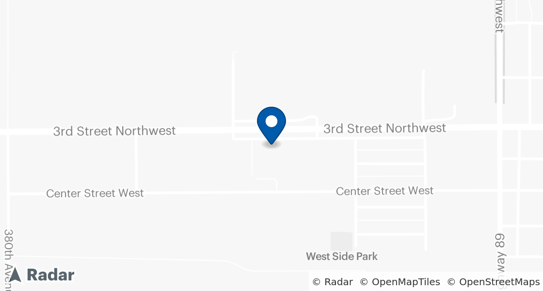 Map of Dairy Queen Location:: 1102 3rd St NW, Roseau, MN, 56751-1906